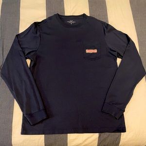 Vineyard Vines Navy Long Sleeve Tee Christmas Lights